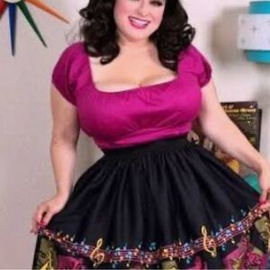 Pinupgirl clothing Pinup Couture PUG pink peasant top EUC 2XL